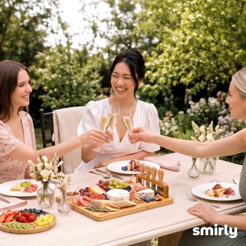 SMIRLY Charcuterie Boards Set, Large Cheese Board with Accessories, Bamboo