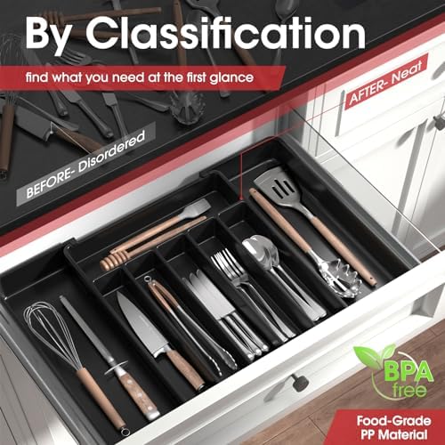 Aujen Adjustable Silverware Drawer Organizer