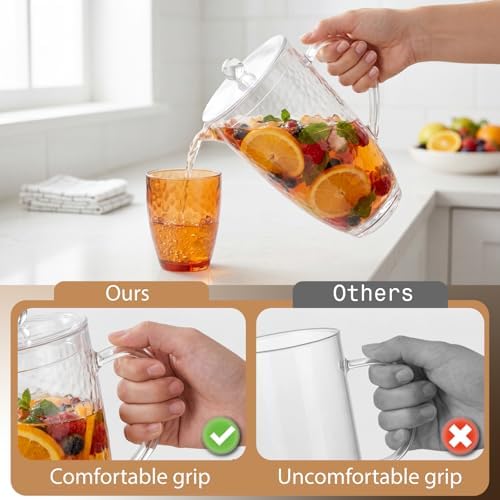 Plastic Pitcher with Lid and 4 Tumblers Set, 92oz Acrylic Water