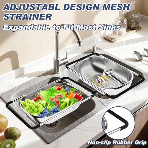 Over the Sink Colander, Expandable Strainers and Colanders with Fine