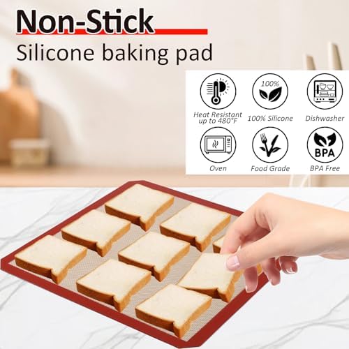 4 Pack 12" x 12" Reusable Silicone Baking Mat for 12 Inch Cake