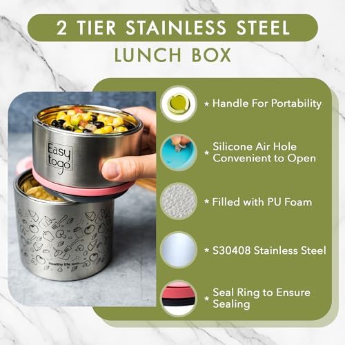 Easy Togo 2-Tier Stainless Steel Lunch Box, 32oz