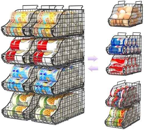 Sonyabecca 8 Pack Stackable Can Organizer for Pantry Cabinet Food Storage