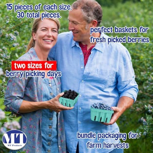 MT Products Berry and Fruit Baskets Bundle 1 Pint & 1/2 Pint, 15 Pack