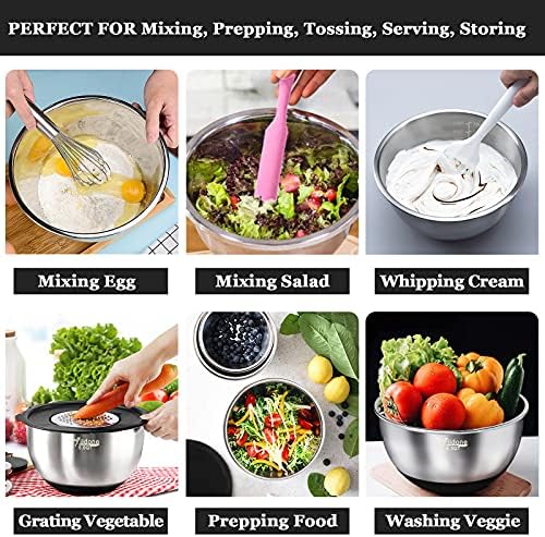 Wildone Mixing Bowls with Airtight Lids, Stainless Steel Mixing Bowls