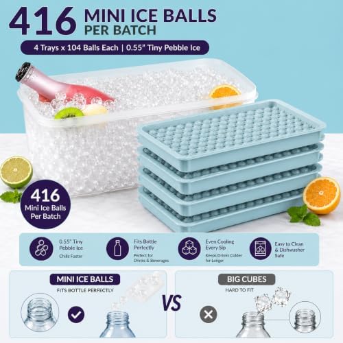 0.55in Pebble Ice Tray - Plastic Mini Ice Cube Tray for Freezer with