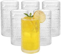 Vintage Hobnail Drinking Glasses Set of 6, 16 oz Large Capacity