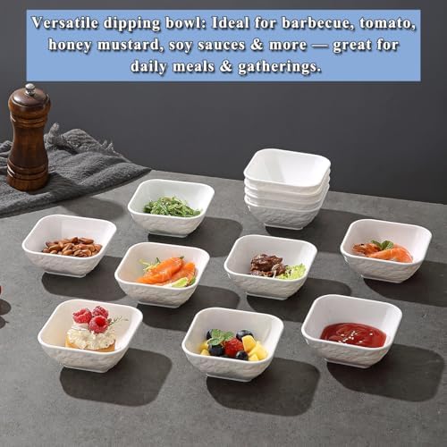Kyraton Dip Bowls Set 12pcs 6oz, White Plastic Dipping Bowls Soy Sauce