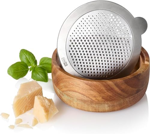 AdHoc Cut n Serve Fine Grater, Acacia Wood, 5"