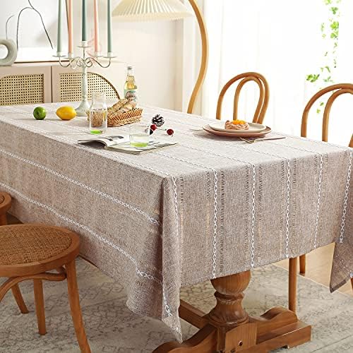 Chassic 60 x 84 inches Farmhouse Style Linen tablecloths, Wrinkle