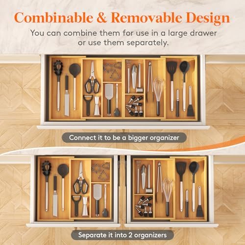 Lifewit Expandable Utensil Organizer for Kitchen Drawer, Cutlery