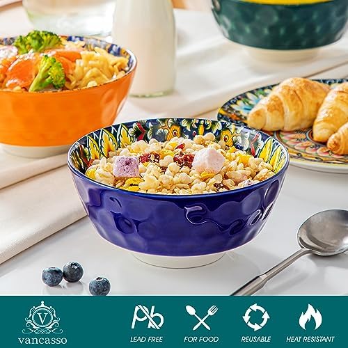 vancasso 26 Oz Ceramic Cereal Bowls Set of 6, Bohemian Soup Salad