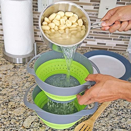 Collapsible Strainer and Bowl Set – Space-Saving Kitchen Colander Pack