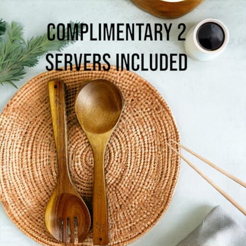Extra Large Wooden Salad Bowl - 12“ x 5” Acacia Wood Serving bowl with