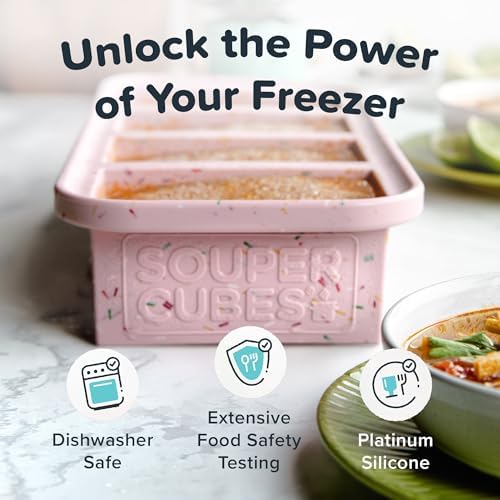 Souper Cubes 1 Cup Silicone Freezer Trays with Lids, Cotton Candy