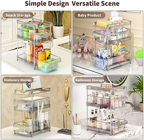 WAKISA 2Pcs Pull Out Organizer and Storage with Cups and Removable