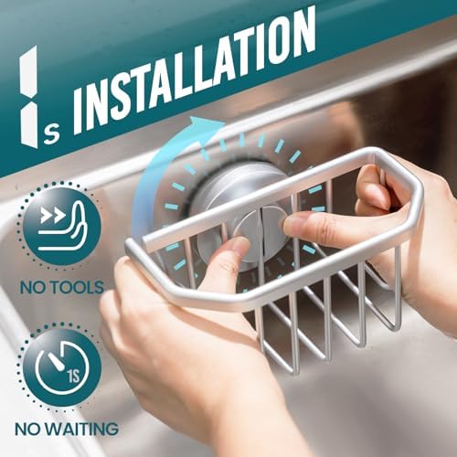 TAILI Sponge Holder for Kitchen Sink, Silver