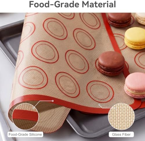 USLAI Macaron Silicone Baking Mats, 16.5 x 11.6 Inch, 2 Pack