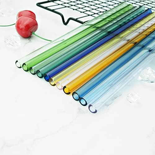 JASHII Reusable Glass Straws, 7.87"×0.3" Clear Smoothie Drinking