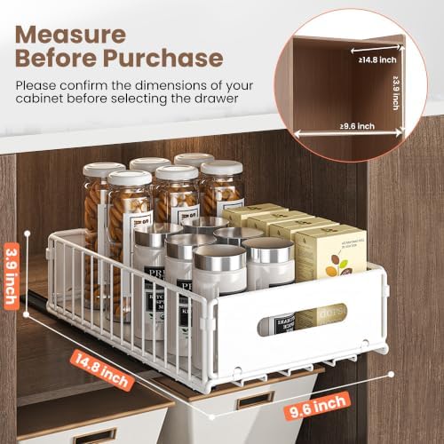2 Pack Pull Out Cabinet Organizer, Heavy Duty Slide Out Drawer with No