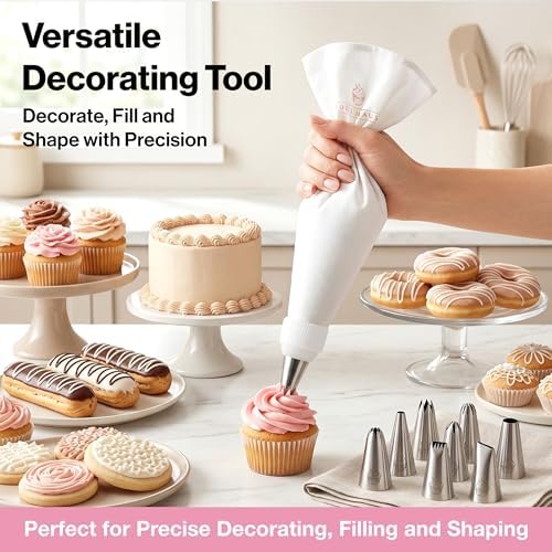EDELHAUS Reusable Piping Bags and Tips Set, 12 Tips and Couplers Kit
