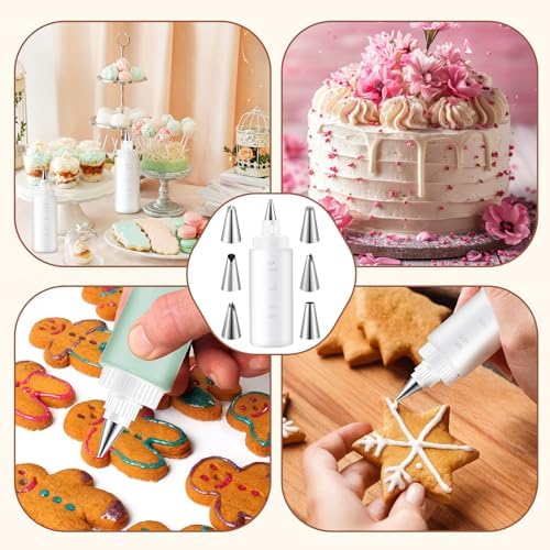 LemonRoad 4 Pcs Piping Bottles for Icing Cookie Decorating Supplies