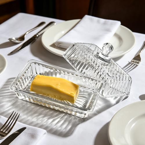 Crystal Butter Dish with Lid – Elegant Heavy Duty Covered Butter