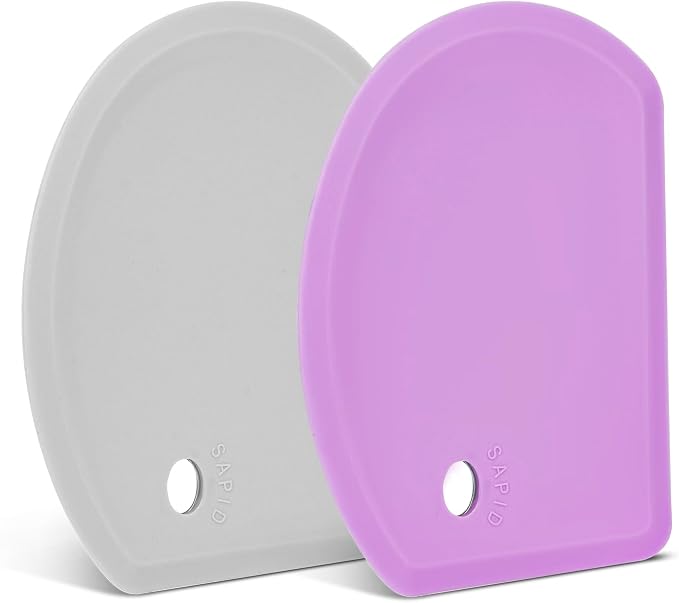 Silicone Dough Scraper with Stainless Steel Sheet, Curved Edge Flexible Bowl by SAPID