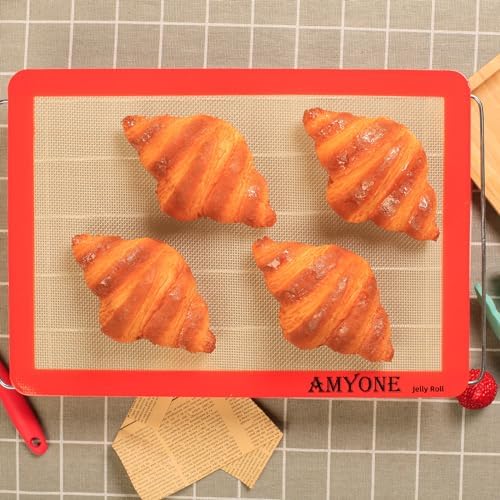 AMYONE Silicone Baking Mats for 10x15" Jelly Roll Pan, Platinum, 2PCS