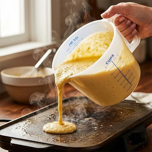 8 Cup Measuring Cup with Splash Guard Lid, BPA-Free Plastic Mixing
