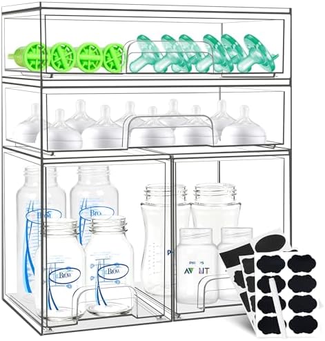 4 Pack Stackable Baby Bottle Storage Drawers