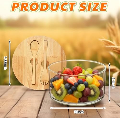 215oz Large Glass Trifle Bowl with Sealing Lid 10 Inch Salad Bowl