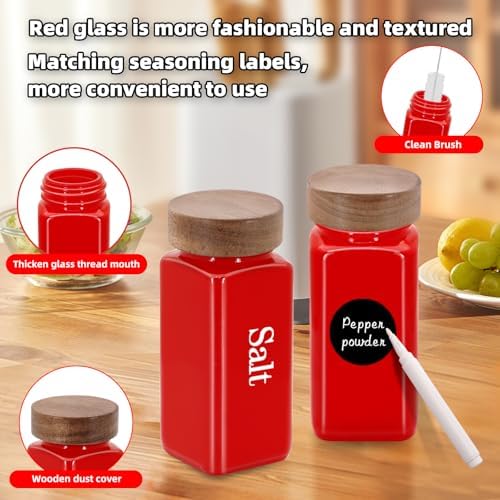 6Pcs 4 oz Square Glass Spice Jars with Label, Empty Spice Containers