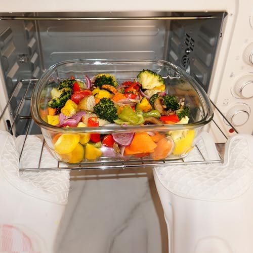 9×9in Square Glass Baking Dish with lid, 2.6QT Deep Square Glass