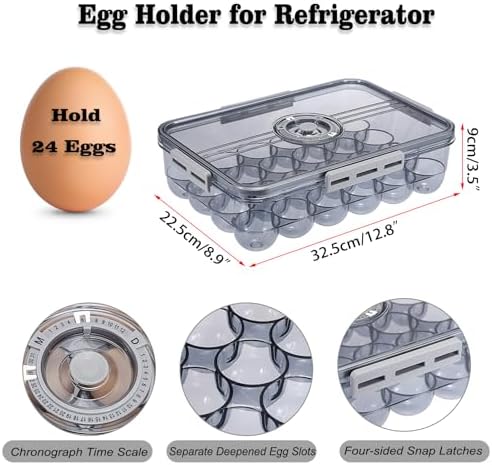 BSTKEY Egg Holder for Refrigerator, 24-Egg Stackable Tray