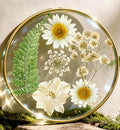 Oqplog Resin Drink Coaster for Desk Coffee Table-White Cute Dried