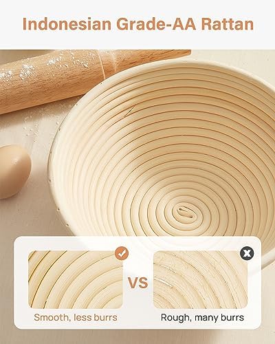 Kootek Banneton Bread Proofing Basket with Accessories, 9 Inch, Round