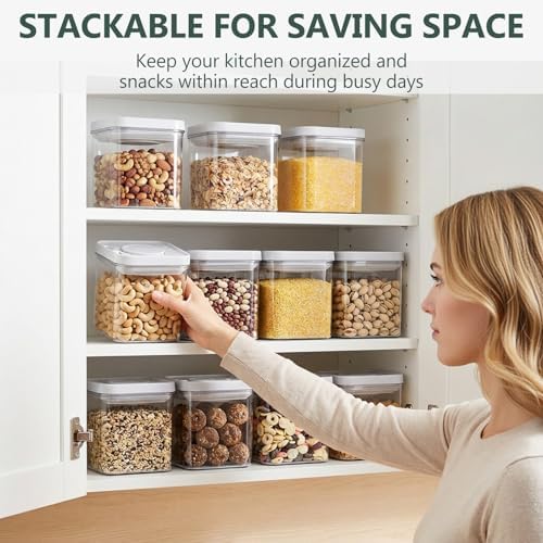 WRINGKIT Set of 4 Airtight Food Storage Containers, One Button Opening