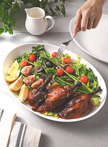Sweese 2-Pack Porcelain Oval Serving Platters, White High-Grade