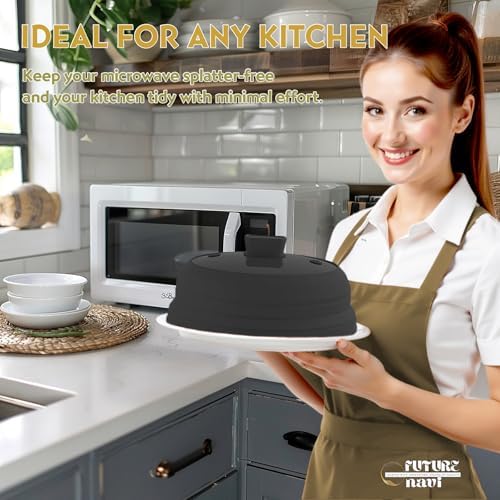 Collapsible Microwave Splatter Cover, Glass Silicone Foldable