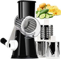 KEOUKE Rotary Cheese Grater, Black, 3 Stainless Steel Blades