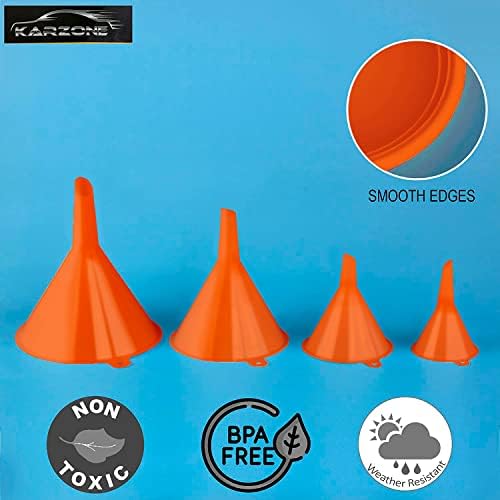 Oil Funnel Set - Plastic Funnels for Automotive & Kitchen