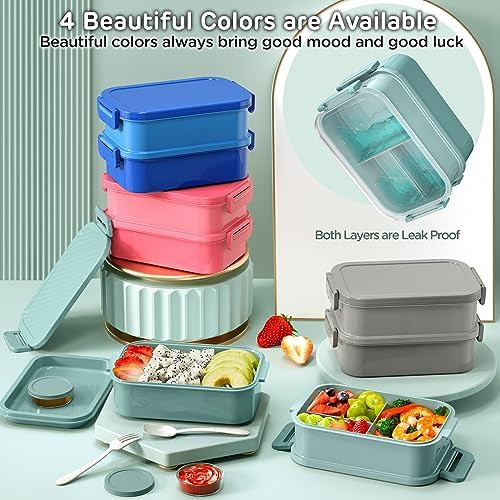 DaCool Lunch Box Adults Bento Box 74 OZ All-in-One Stackable Lunch Box