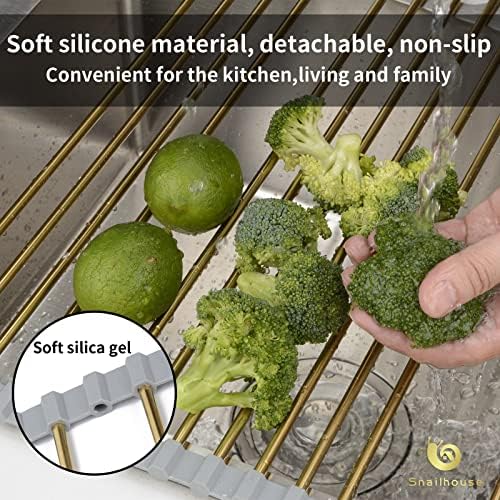 Snailhouse Gold Roll-Up Over Sink Dish Drying Rack for Kitchen,17.8x15.7in