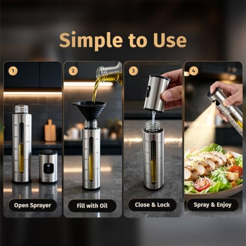 Stainless Steel Olive Oil Sprayer, Glass Spray Bottle