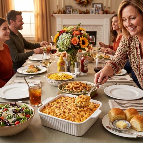 Dizada 10" Square Casserole Dish with Lid - 2-in-1 Porcelain Baking