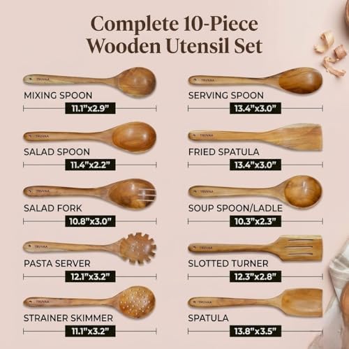 10-Piece Teak Wooden Utensil Set