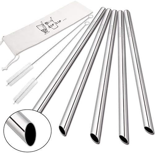 [Angled Tips] 5 Pcs 10" Reusable Bubble Tea Straws & Smoothie Straws
