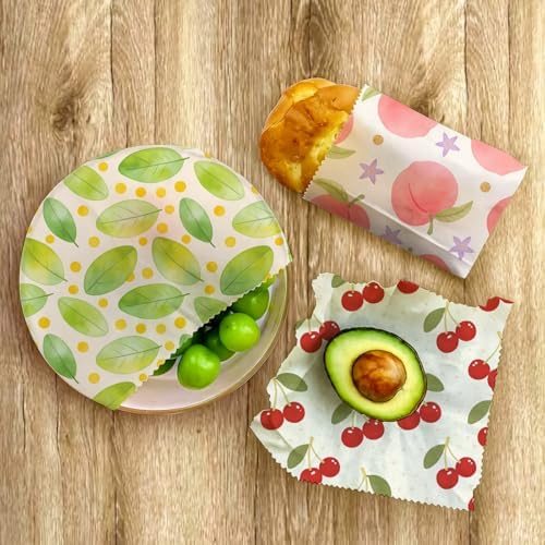 Reusable Beeswax Wraps, Peach Cherry, 9 Pack