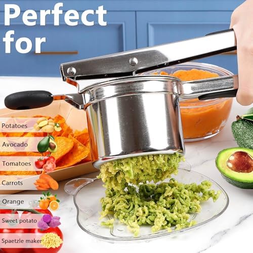 KAYCROWN Potato Ricer With 4 Discs, Heavy Duty Stainless Steel Potato